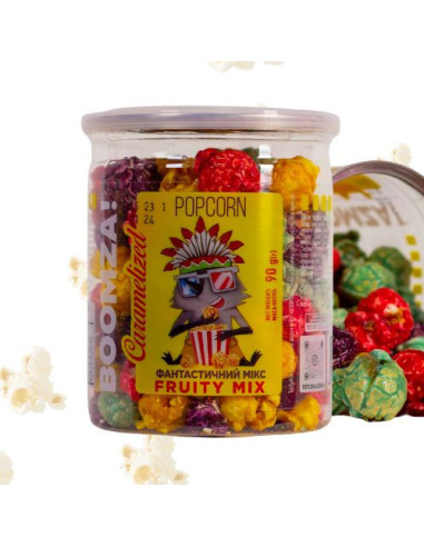 POPCORN FRUITY MIX 90gr – Palomitas para microondas sabor frutas – Palomitas vending al por mayor