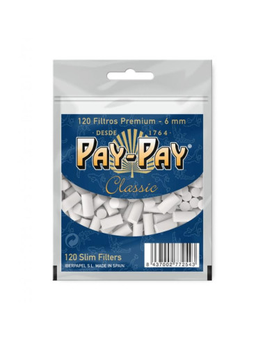 Filtros PAYPAY 6mm Bolsa 120 filtros - Filtros Tabaco - PAY-PAY